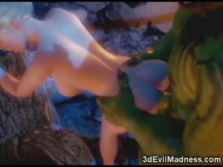3D Elf Princess Ravaged by Orc - dirty video at Ah-Me