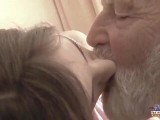 Old Young - Big shaft Grandpa Fucked by Teen she licks thick old man manhood