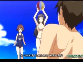 Swimsuit hentai Ms oralsex and riding bigcock in the beach